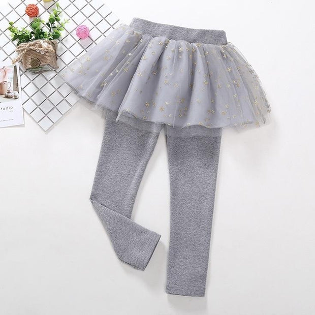 Twinkle Stars Tutu Skirt Leggings - MomyMall Gray / 2-3 Years