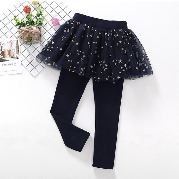 Twinkle Stars Tutu Skirt Leggings - MomyMall Navy / 2-3 Years