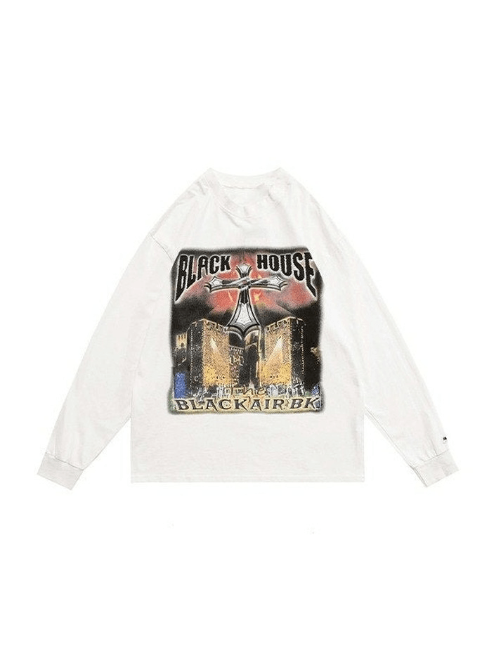 Unisex Loose Fit Cross Graphic Sweatshirt - MomyMall