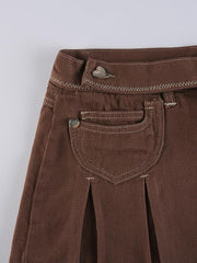 Mini-jupe en jean plissé vintage