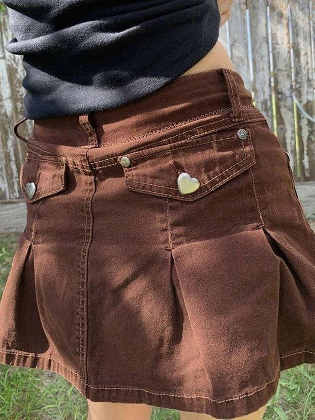 Mini-jupe en jean plissé vintage