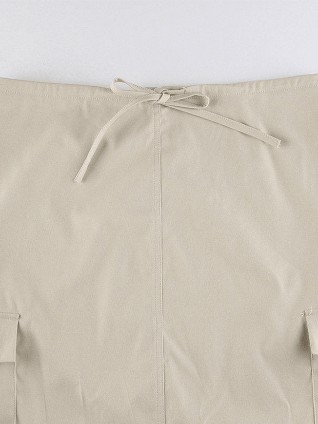 Vintage Pocket Long Cargo Skirt
