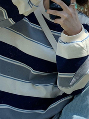 Vintage Striped Pullover Sweatshirt - MomyMall