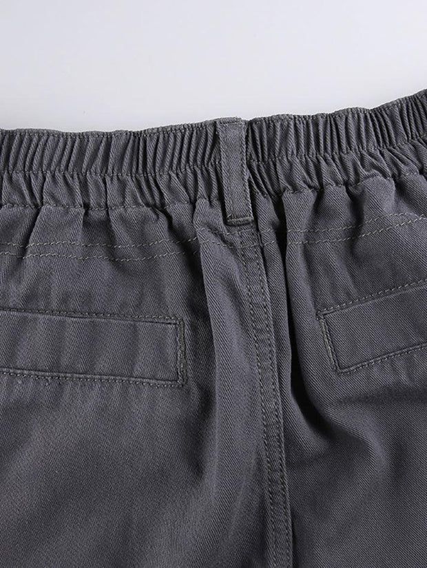 Washed Pocket Solid Cargo Pants - MomyMall