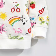 Watercolor Doodle Zip-Up Hoodie - MomyMall