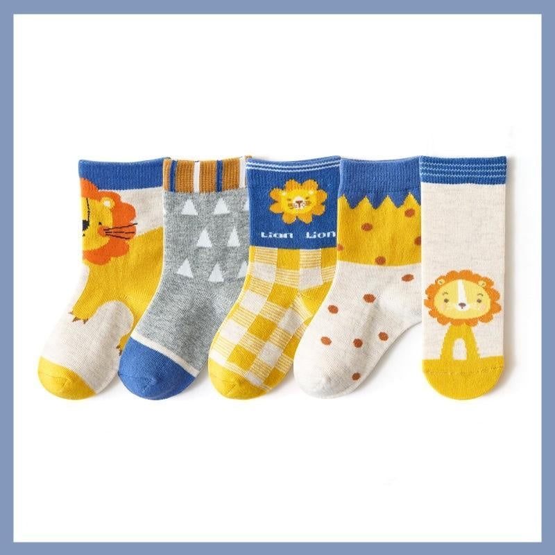 Animal Zoo Socks [Set of 5] - MomyMall 1-3 Years / Lion