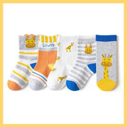 Animal Zoo Socks [Set of 5] - MomyMall 1-3 Years / Orange Giraffe