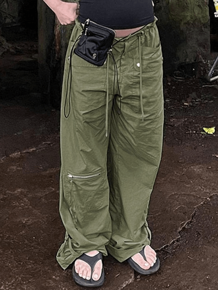 Y2K Baggy Parachute Cargo Pants - MomyMall