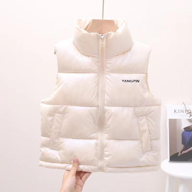 Yang High Collar Winter Puffer Vest - MomyMall 3-4 Years / White