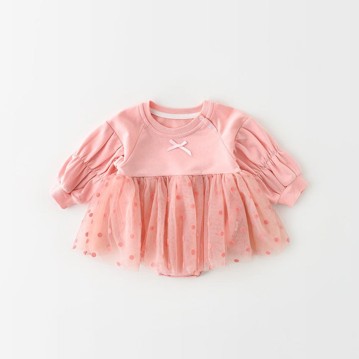 Yuki Dots & Bow Tulle Skirt Romper - MomyMall 3-6 Months / Pink