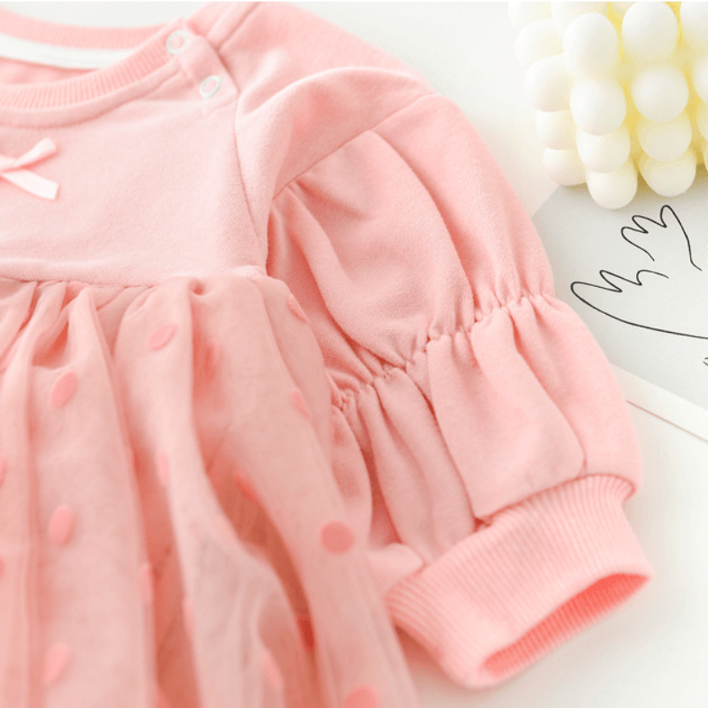 Yuki Dots & Bow Tulle Skirt Romper - MomyMall