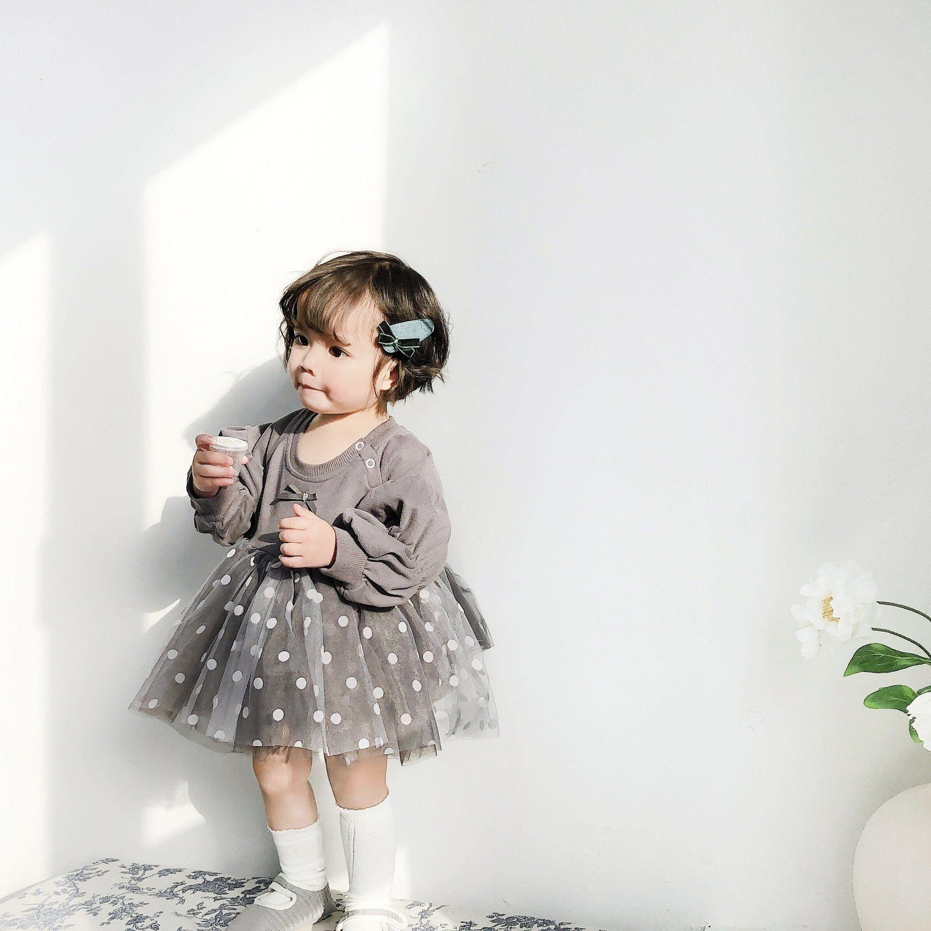 Yuki Dots & Bow Tulle Skirt Romper - MomyMall