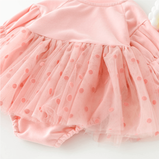 Yuki Dots & Bow Tulle Skirt Romper - MomyMall