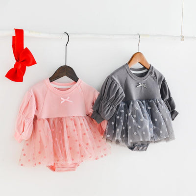 Yuki Dots & Bow Tulle Skirt Romper - MomyMall