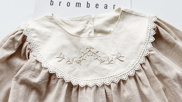 Zinnia Embroidered Flower Collar Dress - MomyMall