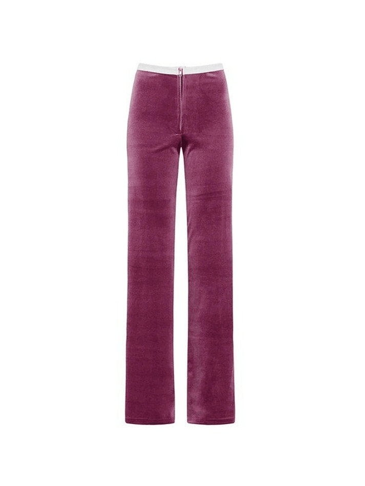 Pantalon évasé en velours zippé