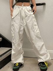 Pantalon Cargo Blanc Taille Basse Zippé