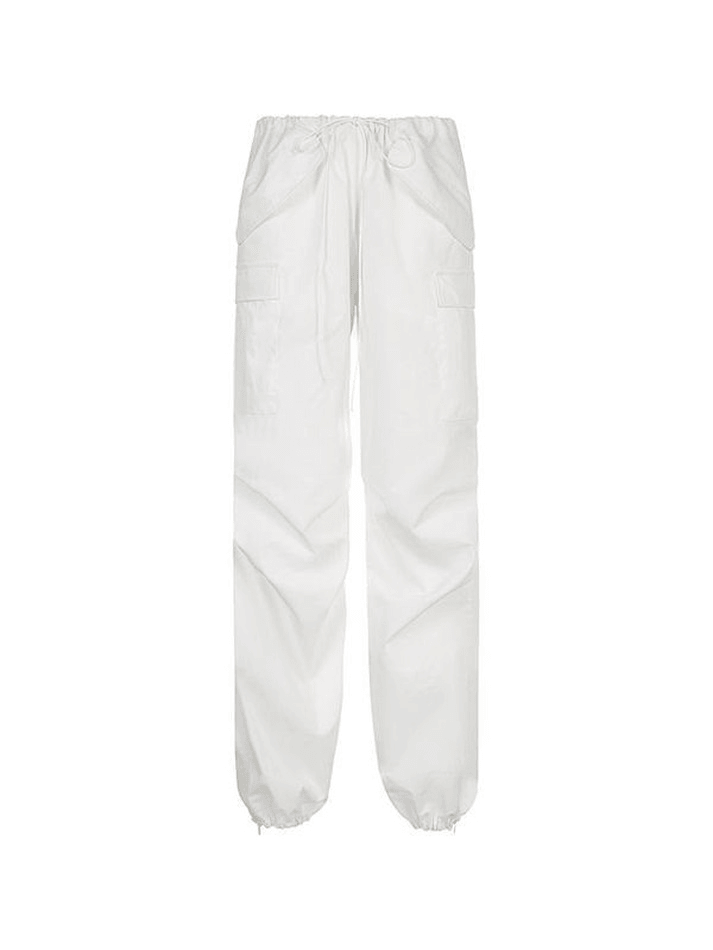 Pantalon Cargo Blanc Taille Basse Zippé