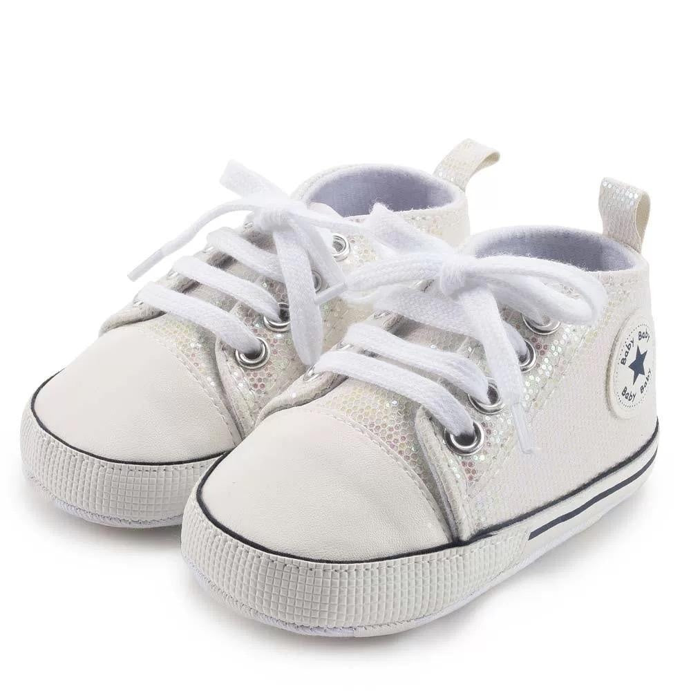 Zoey Sequined Canvas First Walkers Sneaker