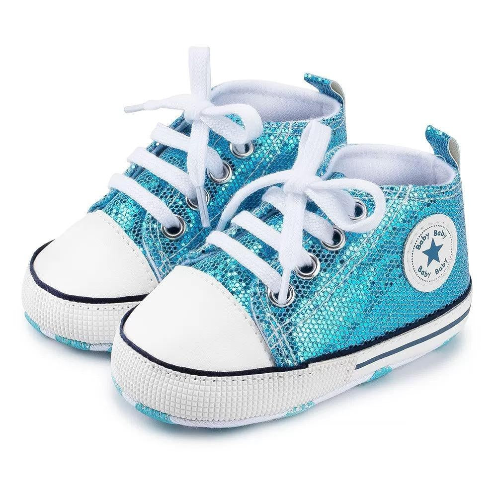 Zoey Sequined Canvas First Walkers Sneaker