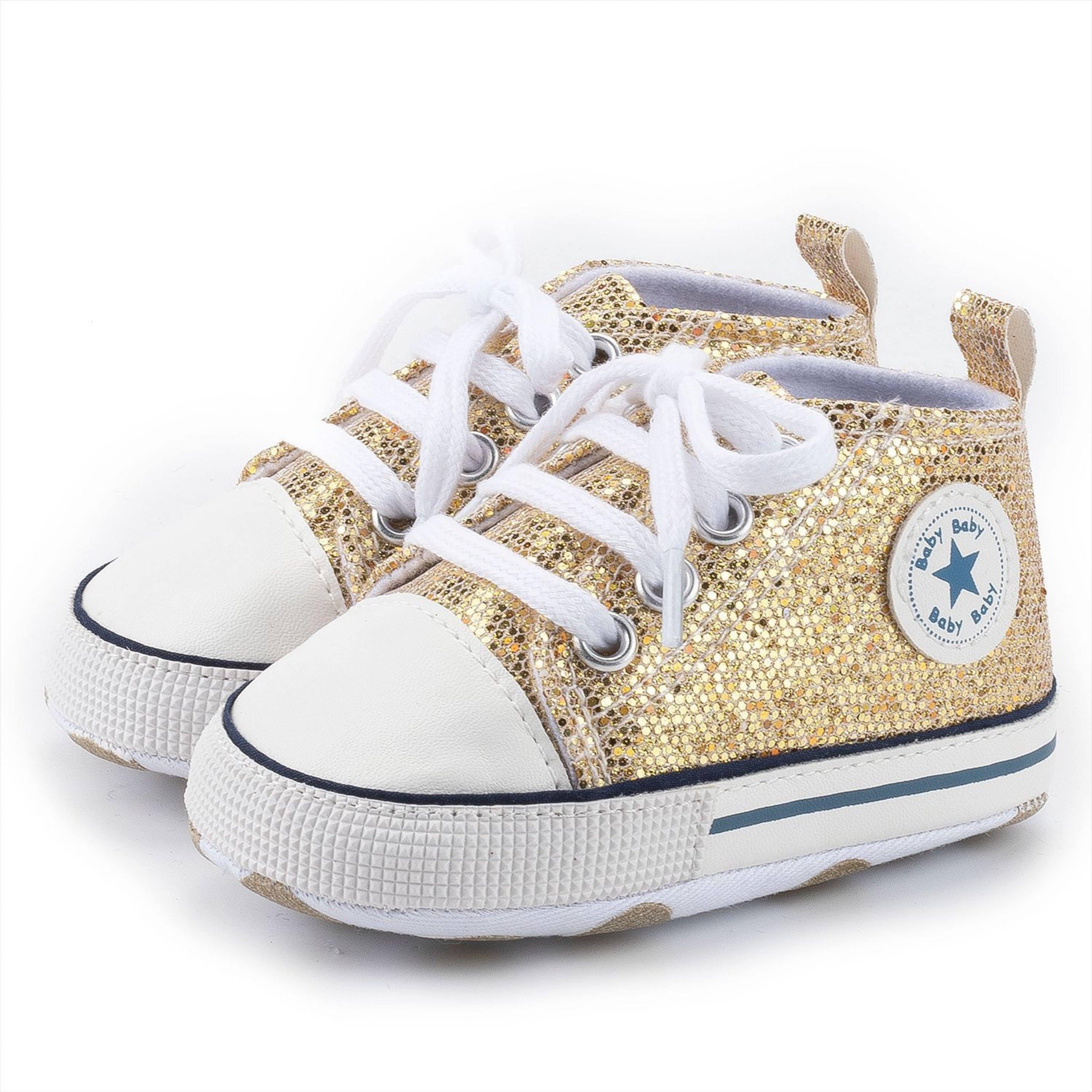 Zoey Sequined Canvas First Walkers Sneaker