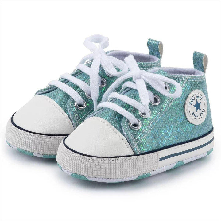 Zoey Sequined Canvas First Walkers Sneaker