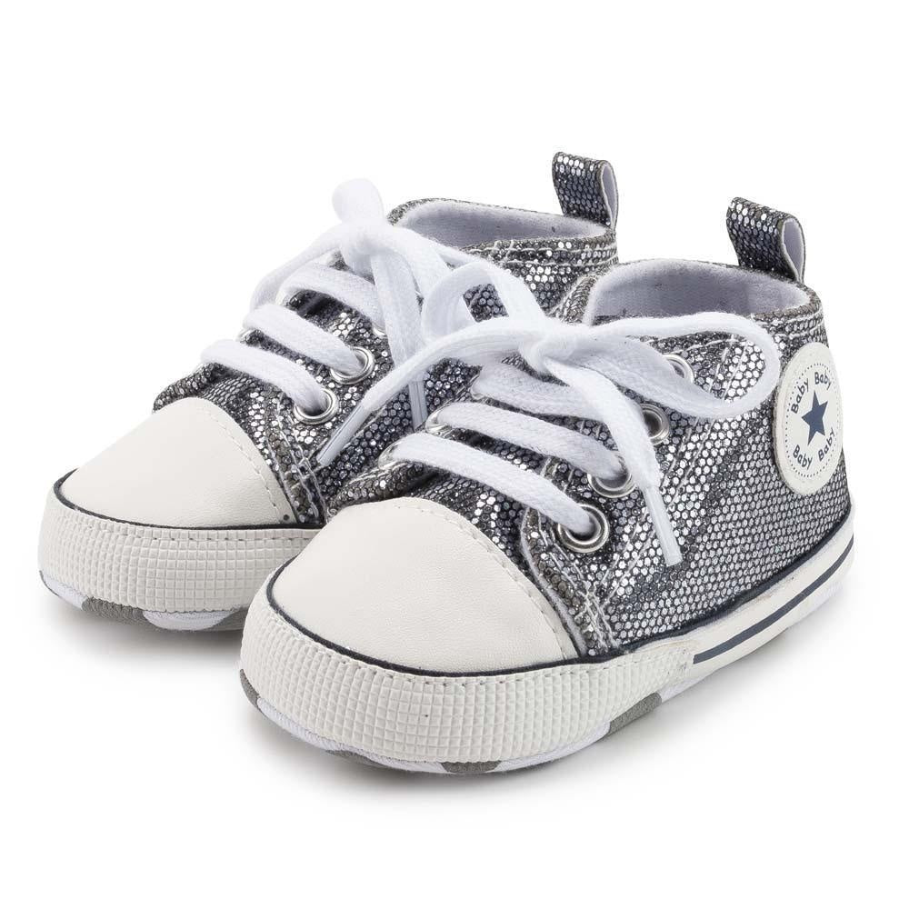 Zoey Sequined Canvas First Walkers Sneaker