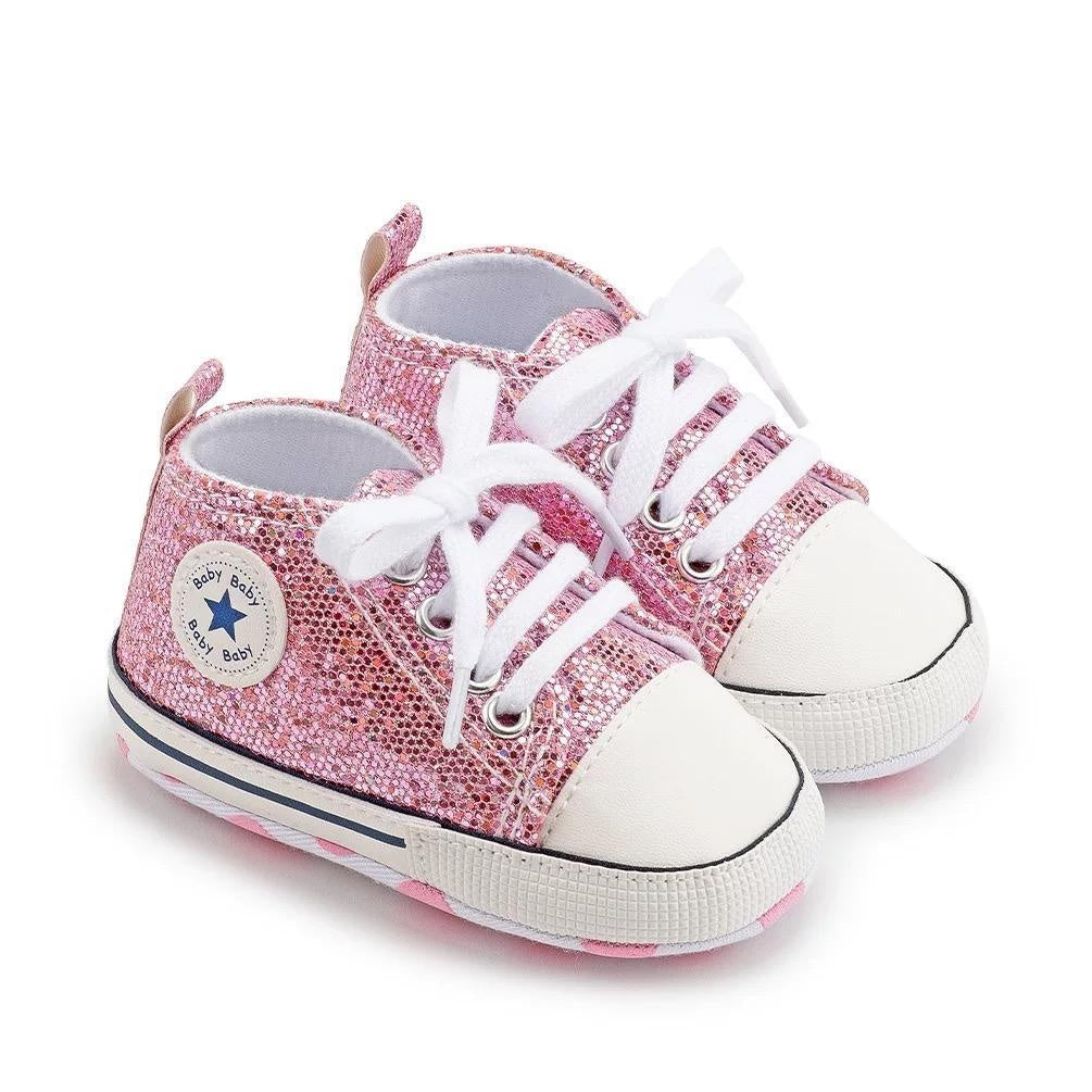 Zoey Sequined Canvas First Walkers Sneaker