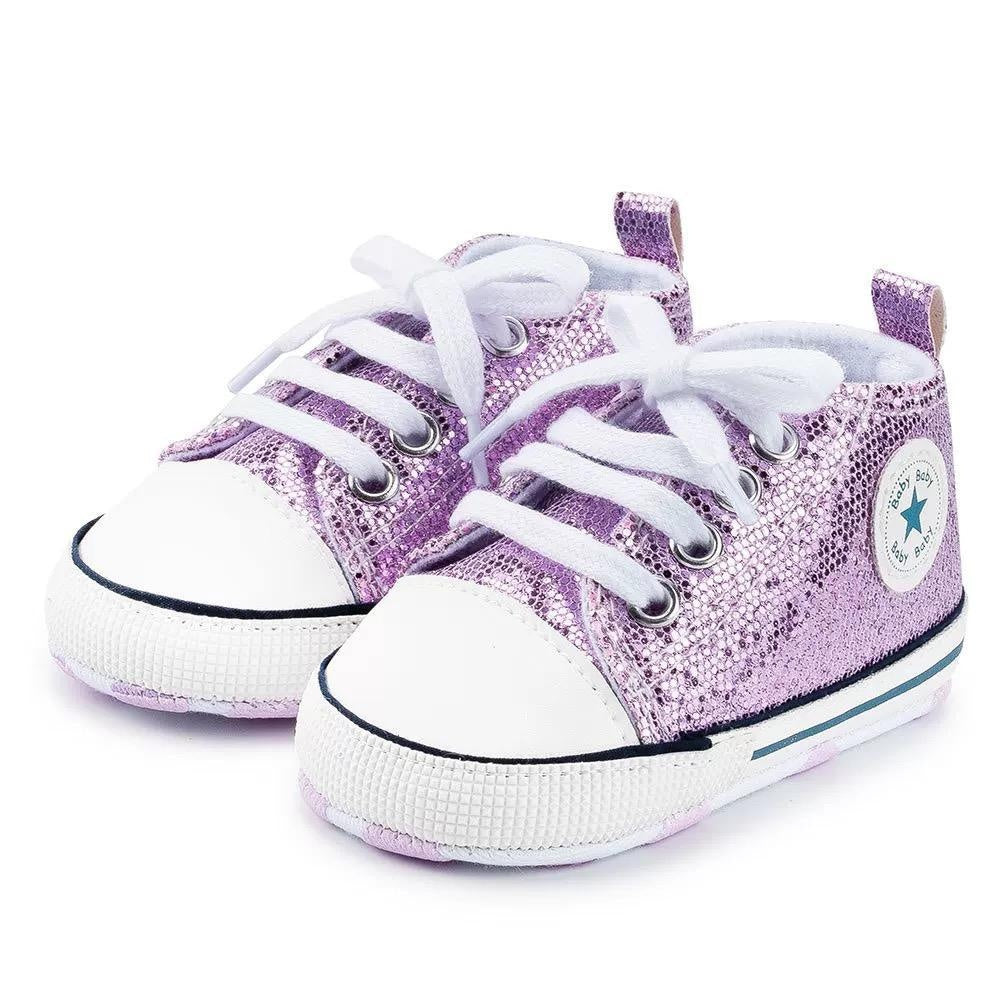 Zoey Sequined Canvas First Walkers Sneaker