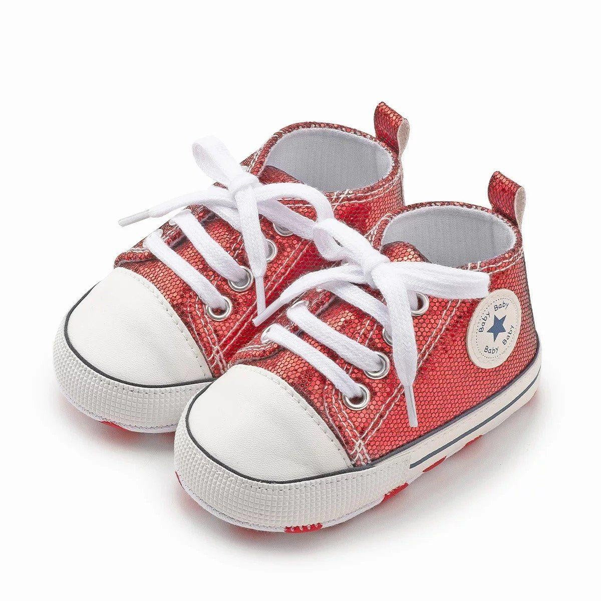 Zoey Sequined Canvas First Walkers Sneaker