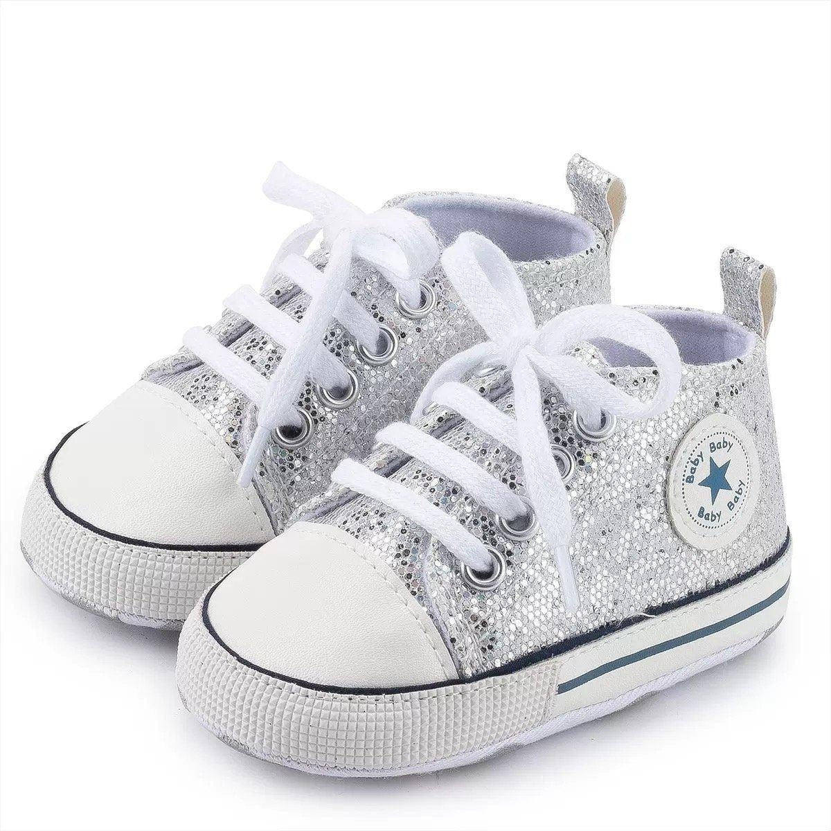 Zoey Sequined Canvas First Walkers Sneaker