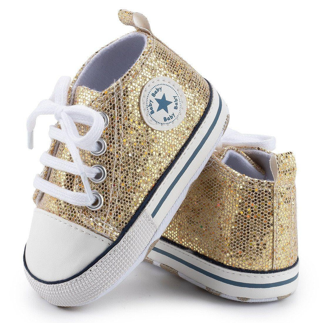 Zoey Sequined Canvas First Walkers Sneaker