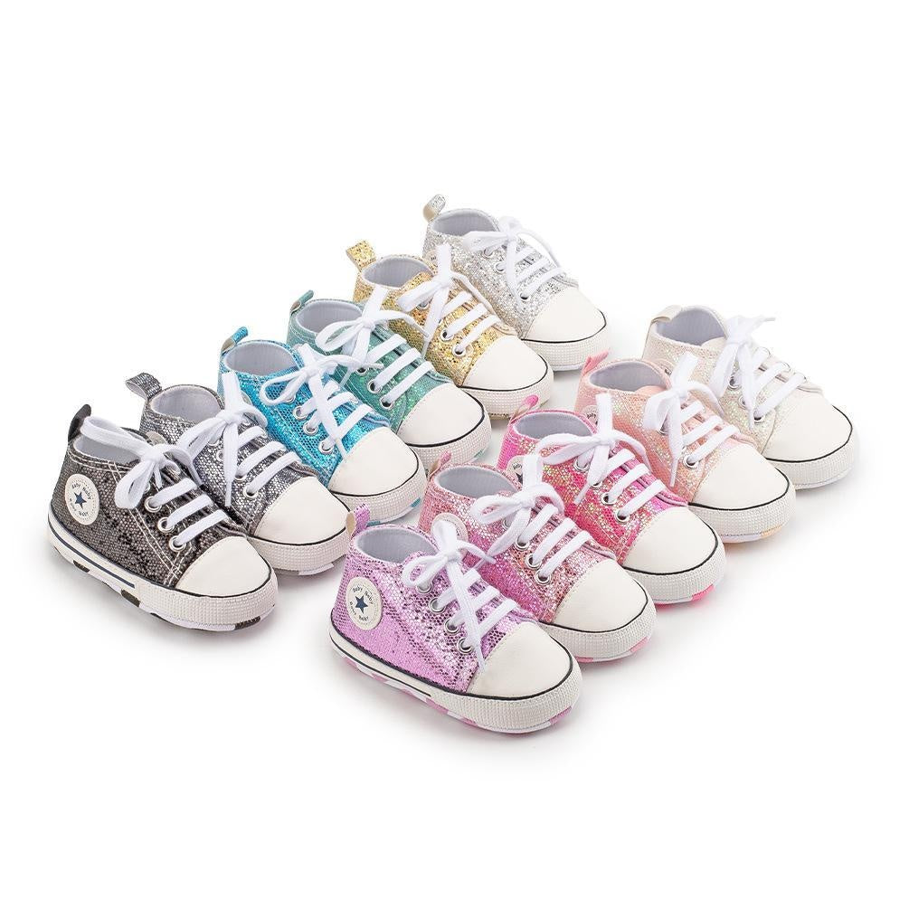 Zoey Sequined Canvas First Walkers Sneaker