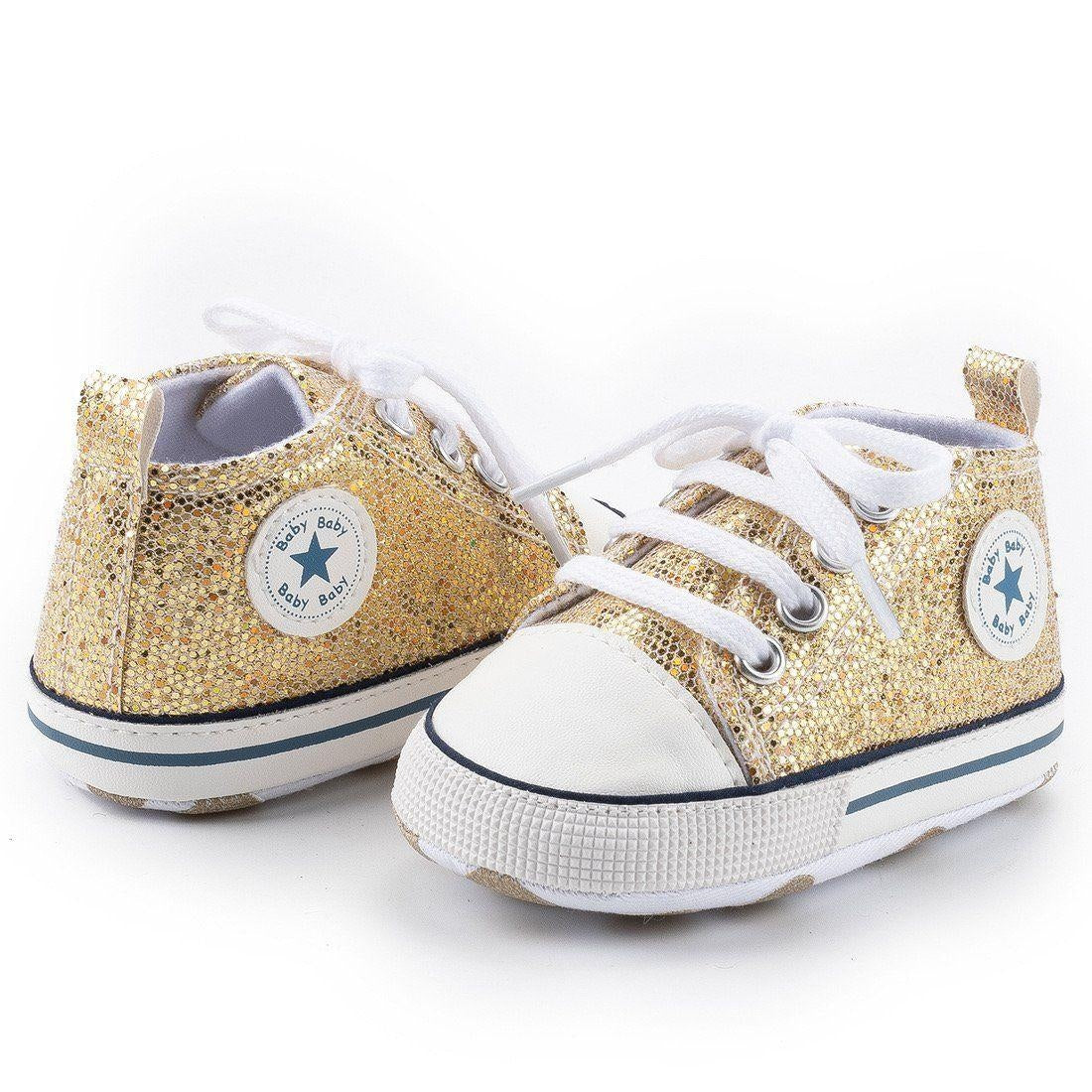 Zoey Sequined Canvas First Walkers Sneaker