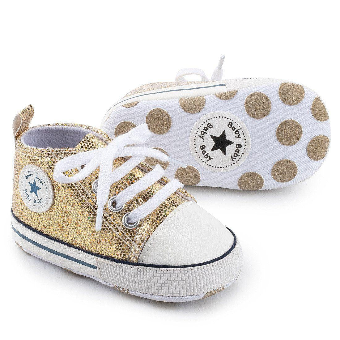 Zoey Sequined Canvas First Walkers Sneaker