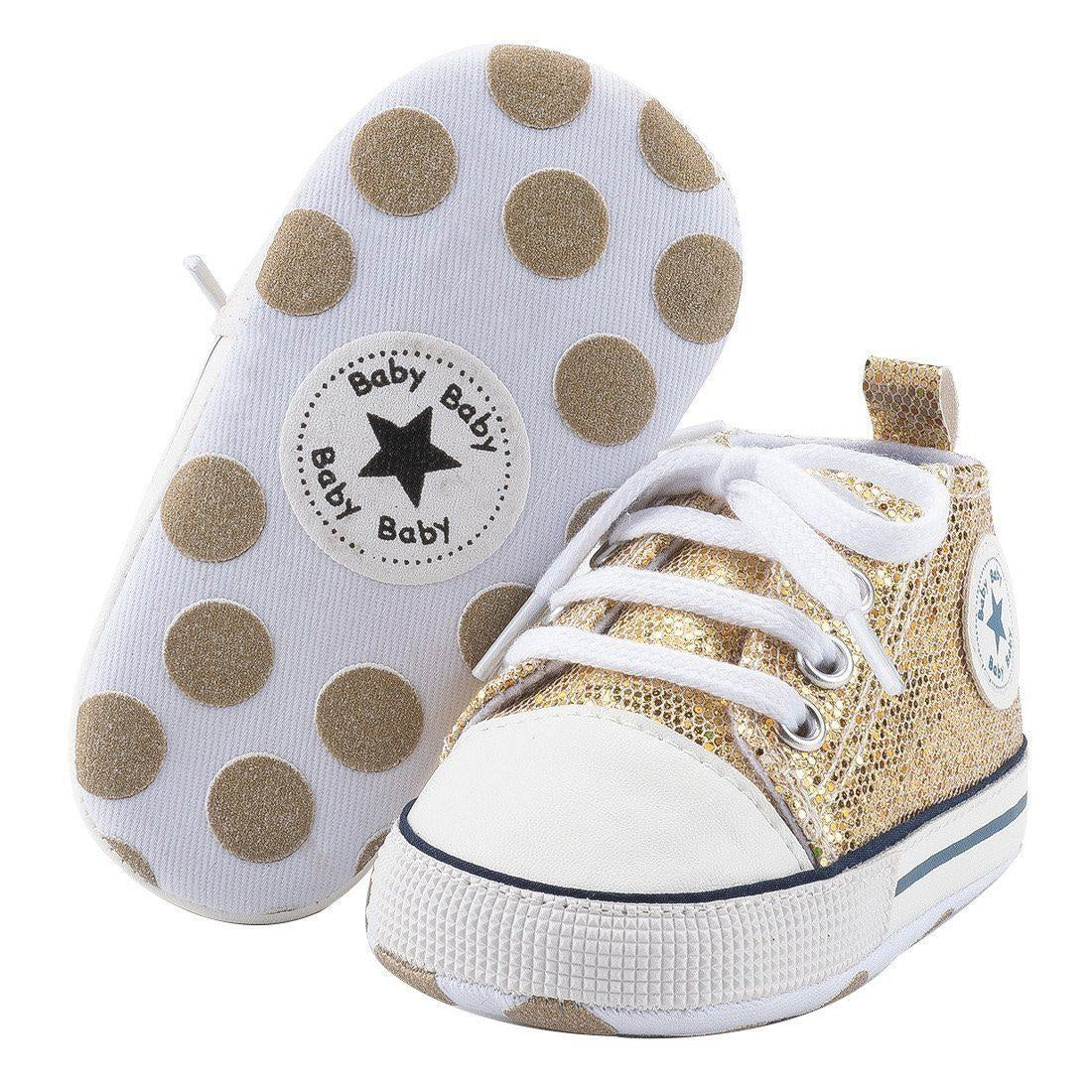 Zoey Sequined Canvas First Walkers Sneaker