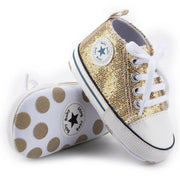 Zoey Sequined Canvas First Walkers Sneaker