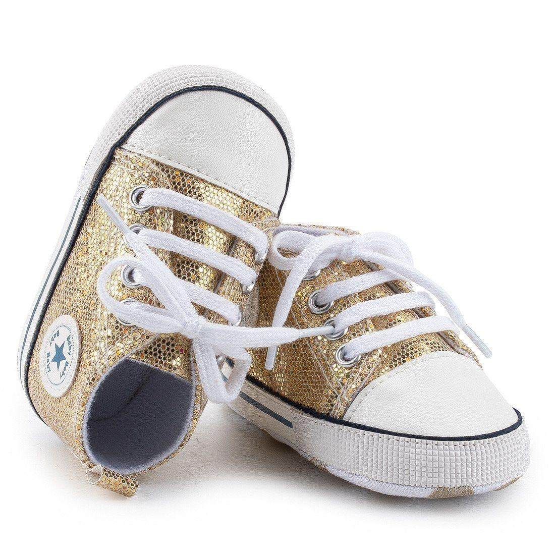 Zoey Sequined Canvas First Walkers Sneaker